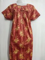 Traditional cotton nighty, 55 Inches Long - Brown - Image 2