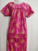 Traditional cotton nighty, 55 Inches Long - Magenta - Image 2