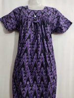 Traditional cotton nighty, 55 Inches Long - Purple - Image 2
