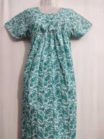 Premium  Cotton Nighty, 55 Inches Long - Green - Image 2