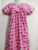Premium  Cotton Nighty, 55 Inches Long - Pink - Image 2