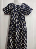 Premium Cambric Cotton Nighty, 55 Inches Long - Black - Image 2