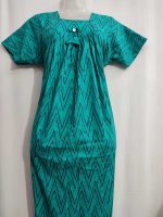 Traditional cotton nighty, 55 Inches Long - Green - Image 2