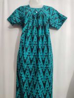 Traditional cotton nighty, 55 Inches Long - Green - Image 2