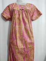 Traditional cotton nighty, 55 Inches Long - Pink - Image 2