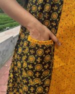Comfortable Churidar Model Cotton Nighty - 55 Inches Long - Yellow - Image 2