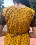 Pure Cotton Feeding Nighty With Side Zips For Mothers -55 inches Long - Yellow - Image 3