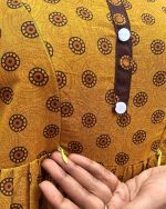 Pure Cotton Feeding Nighty With Side Zips For Mothers -55 inches Long - Yellow - Image 2