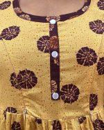 Pure Cotton Feeding Nighty With Side Zips For Mothers -55 inches Long - Yellow - Image 4