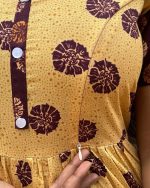Pure Cotton Feeding Nighty With Side Zips For Mothers -55 inches Long - Yellow - Image 3
