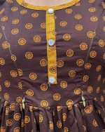 Pure Cotton Feeding Nighty With Side Zips For Mothers -55 inches Long - Brown - Image 4
