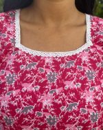 Comfortable Frock Model Cotton Nighty - 55 Inches Long - Pink - Image 7
