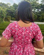 Comfortable Frock Model Cotton Nighty - 55 Inches Long - Pink - Image 2
