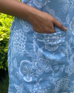 Night Suit In Cambric Cotton Fabric - Short Top And Pants - Blue - Image 4