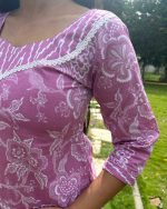 Night Suit In Cambric Cotton Fabric - Short Top And Pants - Pink - Image 5