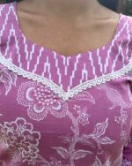 Night Suit In Cambric Cotton Fabric - Short Top And Pants - Pink - Image 2