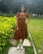 Comfortable Frock Model Cotton Nighty - 55 Inches Long - Yellow