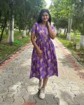 Comfortable Frock Model Cotton Nighty - 55 Inches Long - Violet