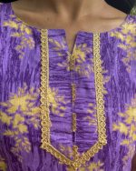 Comfortable Frock Model Cotton Nighty - 55 Inches Long - Violet - Image 4