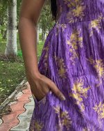 Comfortable Frock Model Cotton Nighty - 55 Inches Long - Violet - Image 3