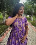 Comfortable Frock Model Cotton Nighty - 55 Inches Long - Violet - Image 7