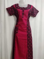 Comfortable Churidar Model Cotton Nighty - 55 Inches Long - Magenta - Image 2
