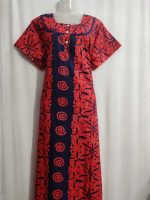 Churidar Model Nighty With Buttons -57 inches long - Red + Blue - Image 2