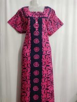 Churidar Model Nighty With Buttons -57 inches long - Rose + Blue - Image 2