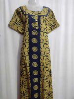 Churidar Model Nighty With Buttons -57 inches long - Yellow + Blue - Image 2