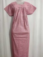 Front Open Cotton Nighty With Buttons, 55 Inches Long - Image 2