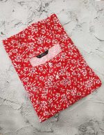 Front Open Cotton Nighty With Buttons, 55 Inches Long - Red