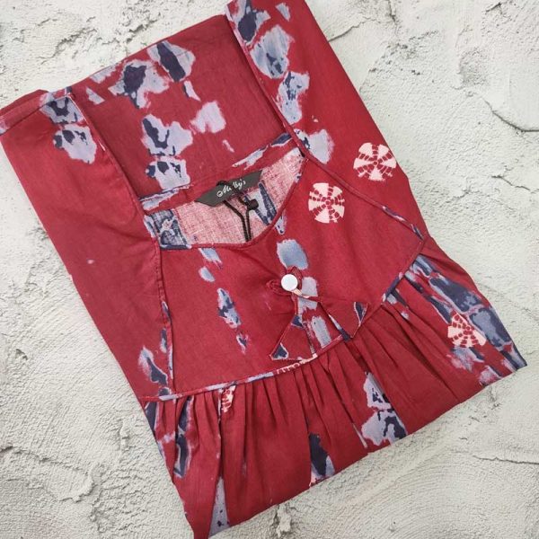 Traditional cotton nighty, 55 Inches Long - Maroon