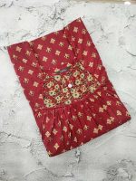 Traditional cotton nighty, 55 Inches Long - Maroon