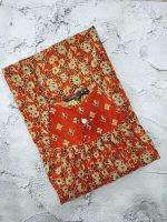 Traditional cotton nighty, 55 Inches Long - Orange
