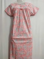 Traditional cotton nighty, 55 Inches Long - Peach - Image 2