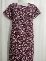 Front Open Cotton Nighty With Buttons, 55 Inches Long - Grapes Purple - Image 2