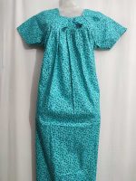 Traditional cotton nighty, 55 Inches Long - Blue - Image 2