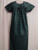 Traditional cotton nighty, 55 Inches Long - Dark Green - Image 2