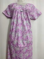 Traditional cotton nighty, 55 Inches Long - Purple - Image 2