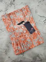 Front Open Cotton Nighty With Buttons, 55 Inches Long - Orange