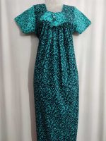 Traditional cotton nighty, 55 Inches Long - Green - Image 2