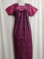 Traditional cotton nighty, 55 Inches Long - Magenta - Image 2