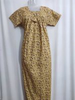 Traditional cotton nighty, 55 Inches Long - Yellow - Image 2