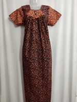 Traditional cotton nighty, 55 Inches Long - Brown - Image 2