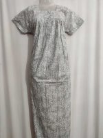 Front Open Cotton Nighty With Buttons, 55 Inches Long - Ash - Image 2