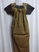 Traditional cotton nighty, 55 Inches Long - Yellow - Image 2