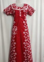 Comfortable Churidar Model Cotton Nighty - 55 Inches Long - Red - Image 2