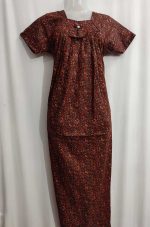 Traditional cotton nighty, 55 Inches Long - Brown - Image 2