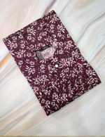 Traditional cotton nighty, 55 Inches Long - Purple