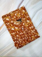 Traditional cotton nighty, 55 Inches Long - Brown